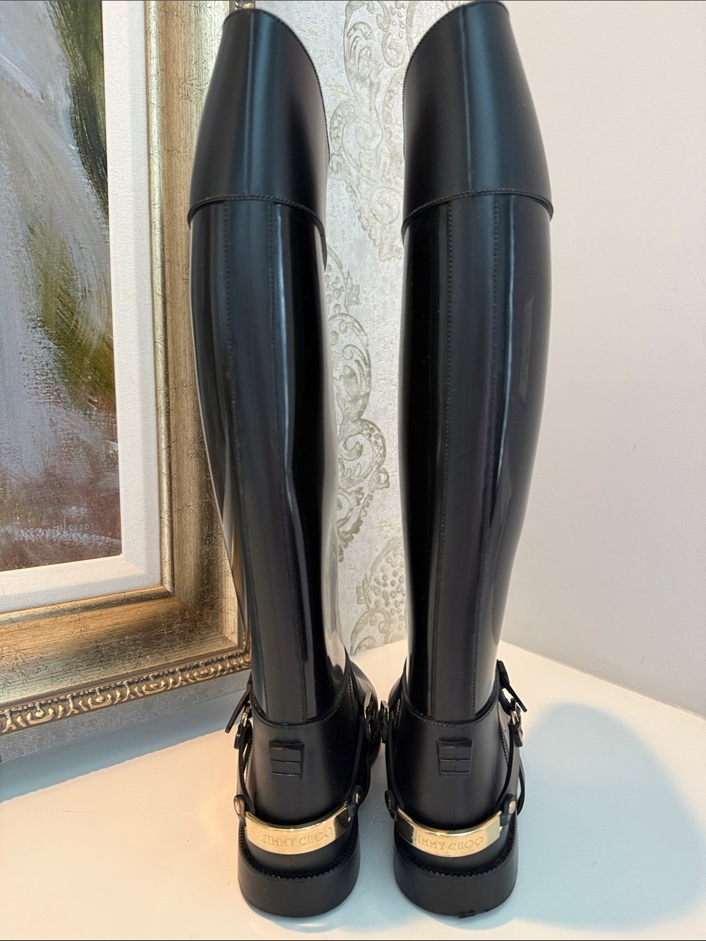 Jimmy Choo Rain Boots with Gold Hardware - Picture 4 of 6